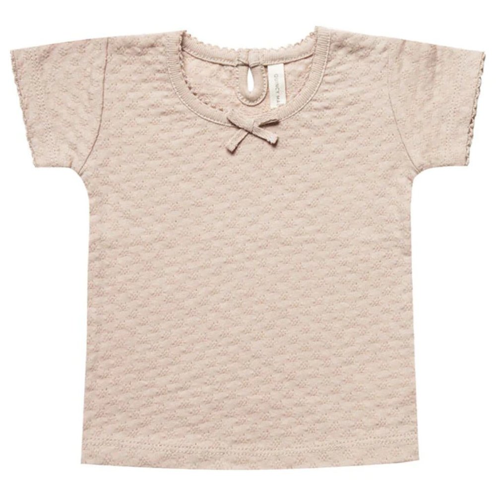 Quincy Mae Pointelle Tee - Rose Pink - 18-24 month